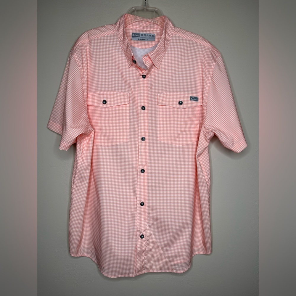 Drake Waterfowl Frat Gingham Check Button-Down Short Sleeve Shirt Size Large